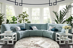 Полукруглый бескаркасный диван ДеФранс в гостиной